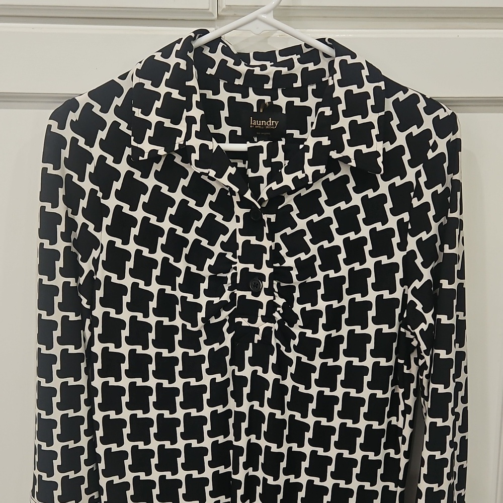 Laundry by Shelli Segal Black White Geometric Dress Sz 6 - Picture 4 of 7